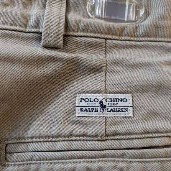 Polo Ralph Lauren Chino Pants Khaki Pleated Front Mens 34 x 30 - Picture 8 of 10